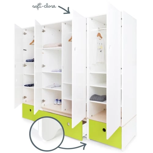 Wookids Armoires Enfant Armoire 4 Portes Citron Vert 5 Wookids Armoires Enfant Armoire 4 Portes Citron Vert – Image 3