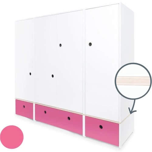 Wookids Armoires Enfant Armoire 4 Portes Fushia 4 Wookids Armoires Enfant Armoire 4 Portes Fushia – Image 2