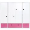 Wookids Armoires Enfant Armoire 4 Portes Fushia