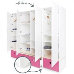Wookids Armoires Enfant Armoire 4 Portes Fushia 10 Wookids Armoires Enfant Armoire 4 Portes Fushia -Armoires enfant Soldes armoire 4 portes fushia 2