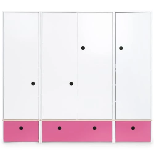 Wookids Armoires Enfant Armoire 4 Portes Fushia 3 Wookids Armoires Enfant Armoire 4 Portes Fushia
