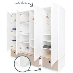 Wookids Armoires Enfant Armoire 4 Portes Gris Chaud -Armoires enfant Soldes armoire 4 portes gris chaud 2