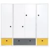 Wookids Armoires Enfant Armoire 4 Portes Jaune Et Gris 1 Wookids Armoires Enfant Armoire 4 Portes Jaune Et Gris -Armoires enfant Soldes armoire 4 portes jaune et gris 8