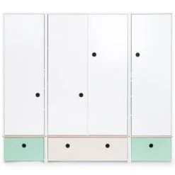 Wookids Armoires Enfant Armoire 4 Portes Vert Ocean -Armoires enfant Soldes armoire 4 portes vert menthe 14