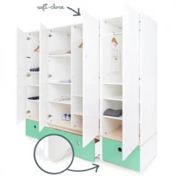 Wookids Armoires Enfant Armoire 4 Portes Vert Ocean -Armoires enfant Soldes armoire 4 portes vert ocean 2