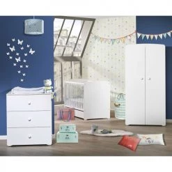BabyPrice Armoires Enfant Armoire Bébé 2 Portes 175x85x56cm En Bois Blanc -Armoires enfant Soldes armoire bebe 2 portes 175x85x56cm en bois blanc 2