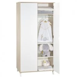 BabyPrice Armoires Enfant Armoire Bébé 2 Portes 175x86x56cm En Bois Beige -Armoires enfant Soldes armoire bebe 2 portes 175x86x56cm en bois beige 2