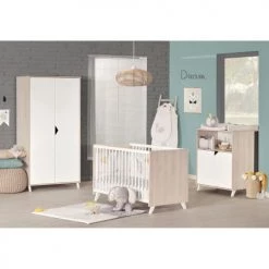 BabyPrice Armoires Enfant Armoire Bébé 2 Portes 175x86x56cm En Bois Beige -Armoires enfant Soldes armoire bebe 2 portes 175x86x56cm en bois beige 3