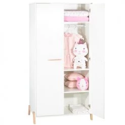 BabyPrice Armoires Enfant Armoire Bébé 2 Portes 175x88x56cm En Bois Blanc -Armoires enfant Soldes armoire bebe 2 portes 175x88x56cm en bois blanc 2