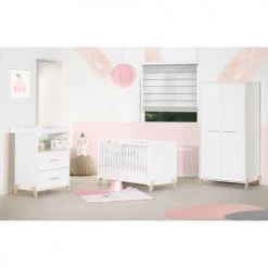 BabyPrice Armoires Enfant Armoire Bébé 2 Portes 175x88x56cm En Bois Blanc -Armoires enfant Soldes armoire bebe 2 portes 175x88x56cm en bois blanc 3