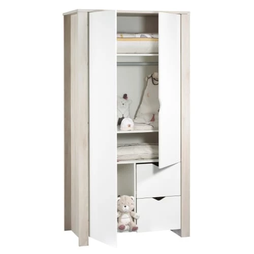 Sauthon Armoires Enfant Armoire Bébé 2 Portes 193x99x57cm En Bois Blanc 4 Sauthon Armoires Enfant Armoire Bébé 2 Portes 193x99x57cm En Bois Blanc – Image 2