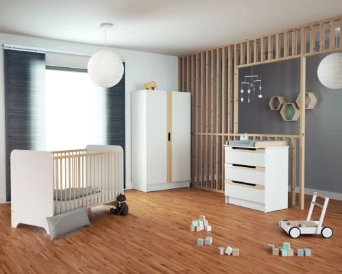 AT4 Armoires Enfant Armoire Blanc Et Hêtre Verni 5 AT4 Armoires Enfant Armoire Blanc Et Hêtre Verni – Image 3