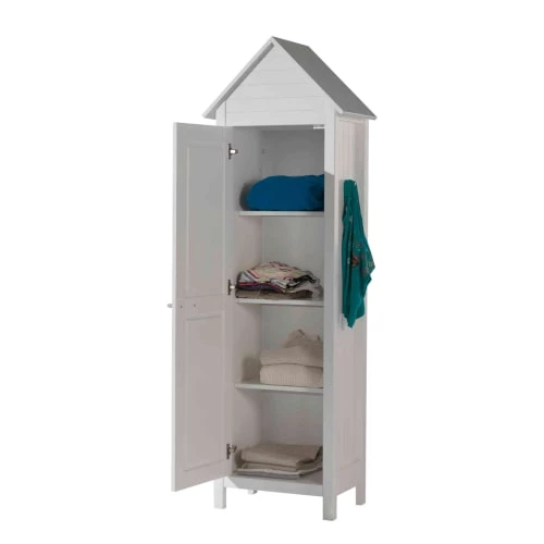 Terre De Nuit Armoires Enfant Armoire Cabane 1 Porte En Bois Blanc 192cm 4 Terre De Nuit Armoires Enfant Armoire Cabane 1 Porte En Bois Blanc 192cm – Image 2