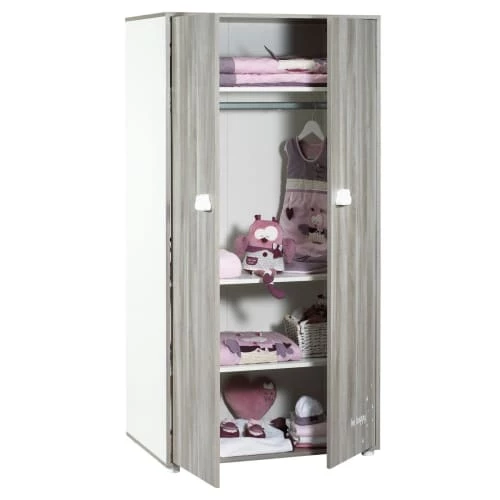 BabyPrice Armoires Enfant Armoire Chambre 2 Portes 168x85x57cm En Bois Gris Foncé 4 BabyPrice Armoires Enfant Armoire Chambre 2 Portes 168x85x57cm En Bois Gris Foncé – Image 2
