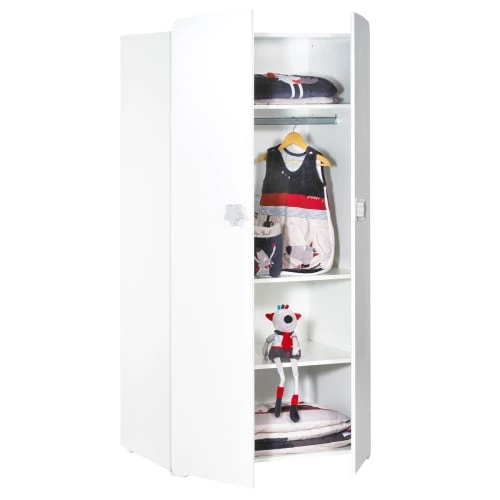 BabyPrice Armoires Enfant Armoire Chambre 2 Portes 175x85x56cm En Bois Blanc 4 BabyPrice Armoires Enfant Armoire Chambre 2 Portes 175x85x56cm En Bois Blanc – Image 2