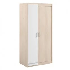 Calicosy Armoires Enfant Armoire Enfant 2 Portes Avec Penderie L85,2 Cm - Décor Bois Et Blanc -Armoires enfant Soldes armoire enfant 2 portes avec penderie l85 2 cm decor bois et blanc 4