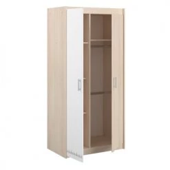 Calicosy Armoires Enfant Armoire Enfant 2 Portes Avec Penderie L85,2 Cm - Décor Bois Et Blanc -Armoires enfant Soldes armoire enfant 2 portes avec penderie l85 2 cm decor bois et blanc 5