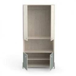 Calicosy Armoires Enfant Armoire Enfant 4 Portes Avec Penderie, Décor Bois Et Vert - L89 Cm -Armoires enfant Soldes armoire enfant 4 portes avec penderie decor bois et vert l89 cm 3