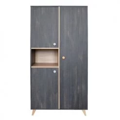Home Maison Armoires Enfant Armoire Enfant Avec Pieds En HĂȘtre Senja Anthracite