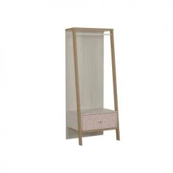 Terre De Nuit Armoires Enfant Armoire Portant Ă VĂȘtements 1 Tiroir En Bois Imitation ChĂȘne Blanchi 1