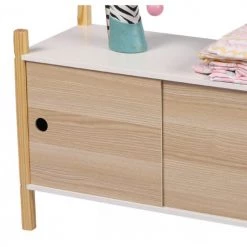 Wadiga Armoires Enfant Armoire Portes Coulissantes Bois Et Blanc Chambre Enfant - 70x30x46.5c -Armoires enfant Soldes armoire portes coulissantes bois et blanc chambre enfant 70x30x46 5c 2