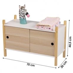 Wadiga Armoires Enfant Armoire Portes Coulissantes Bois Et Blanc Chambre Enfant - 70x30x46.5c -Armoires enfant Soldes armoire portes coulissantes bois et blanc chambre enfant 70x30x46 5c 3