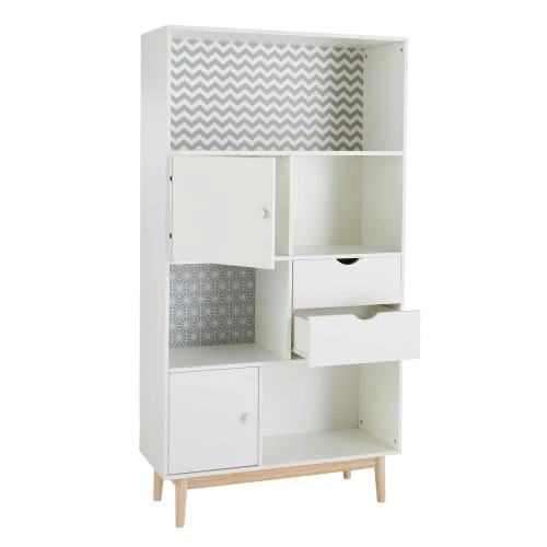 Maisons Du Monde Rangements Ados Bibliothèque 2 Tiroirs 2 Portes Blanche à Motifs 5 Maisons Du Monde Rangements Ados Bibliothèque 2 Tiroirs 2 Portes Blanche à Motifs – Image 3