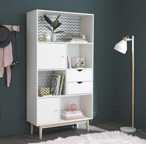 Maisons Du Monde Rangements Ados Bibliothèque 2 Tiroirs 2 Portes Blanche à Motifs 8 Maisons Du Monde Rangements Ados Bibliothèque 2 Tiroirs 2 Portes Blanche à Motifs – Image 6