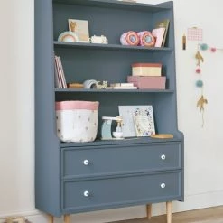 Maisons Du Monde Bibliothèques Et étagères Enfant Bibliothèque 2 Tiroirs Bleu Nuit Grisé -Armoires enfant Soldes bibliotheque 2 tiroirs bleu nuit grise 1000 1 31 215527 5