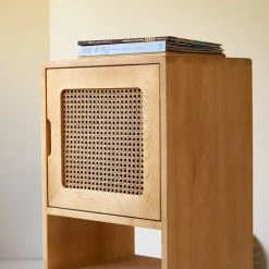 Tikamoon Bibliothèques Et étagères Enfant Bibliothèque Basse Enfant En Orme Massif Et Cannage -Armoires enfant Soldes bibliotheque basse enfant en orme massif et cannage 4