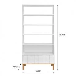 Bellamy Bibliothèques Et étagères Enfant Bibliothèque Blanc Naturel -Armoires enfant Soldes bibliotheque blanc naturel 2