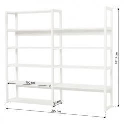 Nordic Factory Bibliothèques Et étagères Enfant Bibliothèque Enfant 8 étagères Réglables En Hauteur Blanc -Armoires enfant Soldes bibliotheque enfant 8 etageres reglables en hauteur blanc 2