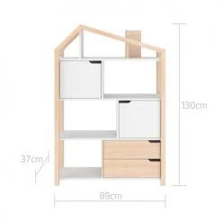 Bellamy Bibliothèques Et étagères Enfant Bibliothèque Maison Naturel Blanc -Armoires enfant Soldes bibliotheque maison naturel blanc 2