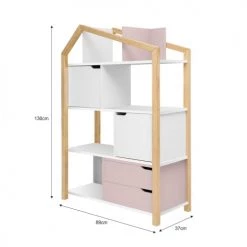 Bellamy Bibliothèques Et étagères Enfant Bibliothèque Maison Rose Blanc -Armoires enfant Soldes bibliotheque maison rose blanc 2