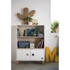 Sauthon Bibliothèques Et étagères Enfant Bibliothèque Meuble étoiles 120x86x35cm En Bois Blanc -Armoires enfant Soldes bibliotheque meuble etoiles 120x86x35cm en bois blanc 3