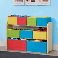 Delta Children Bibliothèques Et étagères Enfant Bibliothèque Organiseur 9 Cases En Bois Clair Et Multicolore -Armoires enfant Soldes bibliotheque organiseur 9 cases en bois clair et multicolore 3