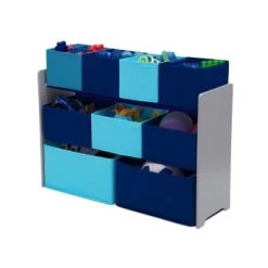 Delta Children Bibliothèques Et étagères Enfant Bibliothèque Organiseur 9 Cases En Bois Clair Et Multicolore -Armoires enfant Soldes bibliotheque organiseur 9 cases en bois gris et bleu 4