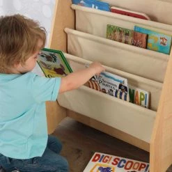 KidKraft Bibliothèques Et étagères Enfant Bibliothèque Pour Enfant En Tissu Et Bois Coloris Naturel -Armoires enfant Soldes bibliotheque pour enfant en tissu et bois coloris naturel 4