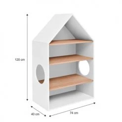 Bellamy Bibliothèques Et étagères Enfant Bibliothèque Tête De Lit Maison Blanc Naturel -Armoires enfant Soldes bibliotheque tete de lit maison blanc naturel 2