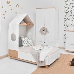 Bellamy Bibliothèques Et étagères Enfant Bibliothèque Tête De Lit Maison Blanc Naturel -Armoires enfant Soldes bibliotheque tete de lit maison blanc naturel 3