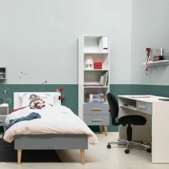 Bopita Bureaux Enfant Bureau 1 Niche 1 Tiroir Blanc Gris -Armoires enfant Soldes bureau 1 niche 1 tiroir blanc gris 3