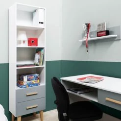 Bopita Bureaux Enfant Bureau 1 Niche 1 Tiroir Blanc Gris -Armoires enfant Soldes bureau 1 niche 1 tiroir blanc gris 5