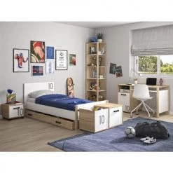 Gami Bureaux Enfant Bureau 1 Porte Chêne Blanc -Armoires enfant Soldes bureau 1 porte chene blanc 3