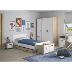 Gami Bureaux Enfant Bureau 1 Porte Chêne Blanc -Armoires enfant Soldes bureau 1 porte chene blanc 5