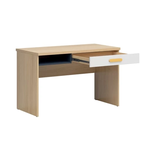 Brw Bureaux Enfant Bureau 1 Tiroir 1 Niche Naturel Blanc Et Jaune 4 Brw Bureaux Enfant Bureau 1 Tiroir 1 Niche Naturel Blanc Et Jaune â Image 2