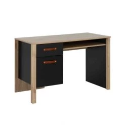 Terre De Nuit Bureaux Enfant Bureau 1 Tiroir Caisson En Bois Imitation Chêne Clair Et Noir -Armoires enfant Soldes bureau 1 tiroir caisson en bois imitation chene clair et noir 2