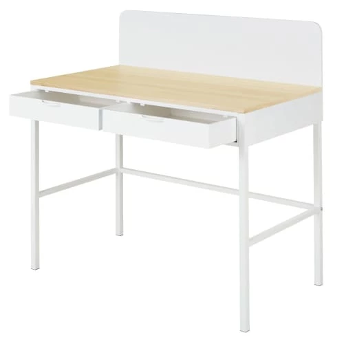 Maisons Du Monde Bureaux Enfant Bureau 2 Tiroirs Blanc Et Beige 4 Maisons Du Monde Bureaux Enfant Bureau 2 Tiroirs Blanc Et Beige – Image 2