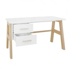 Bopita Bureaux Enfant Bureau 2 Tiroirs Blanc Naturel -Armoires enfant Soldes bureau 2 tiroirs blanc naturel 2