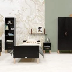 Bopita Bureaux Enfant Bureau 3 Tiroirs Noir Mat Naturel -Armoires enfant Soldes bureau 3 tiroirs noir mat naturel 5