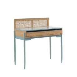 Baita Bureaux Enfant Bureau Bleu Et Cannage Rotin 1 Tiroir -Armoires enfant Soldes bureau bleu et cannage rotin 1 tiroir 5